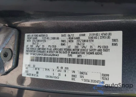 2013 Ford Escape Sel z USA, uszkodzony, nr VIN 1FMCU9HX2DUA28643